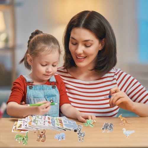 LOMIMOS 50Pcs Educational 3D Cartoon Puzzle for Kids,Insect and Animal Learning Educational Paper Puzzle Toy for DIY Crafts Birthday Party Favor Gifts. - style: Insects and animals