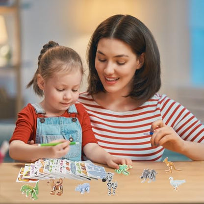 LOMIMOS 50Pcs Educational 3D Cartoon Puzzle for Kids,Insect and Animal Learning Educational Paper Puzzle Toy for DIY Crafts Birthday Party Favor Gifts. - style: Insects and animals