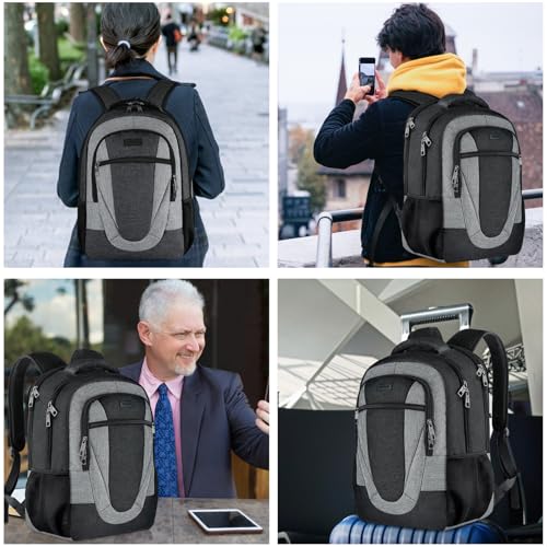 BIKROD Travel Laptop Backpack Men, School Backpacks for College Teen Boys Water Resistant Back Pack, Business Anti Theft Slim Sturdy Computer Bag Gifts Fits 15.6 Inch Laptop - color: Blackgrey, size: 15.6 Inch