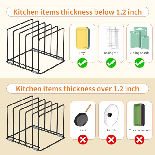 Cutting Board Organizer, Kitchen Cabinet Organizer | Divided Rack with 5 Slots for Baking Trays - Cookie sheet Organizer, Baking Sheets Holder [2-Pack], Large - style: 2PC(Large)