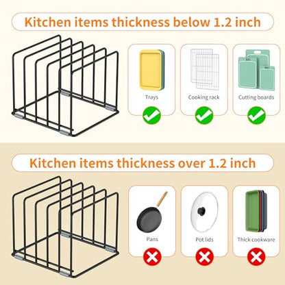 Cutting Board Organizer, Kitchen Cabinet Organizer | Divided Rack with 5 Slots for Baking Trays - Cookie sheet Organizer, Baking Sheets Holder [2-Pack], Large - style: 2PC(Large)