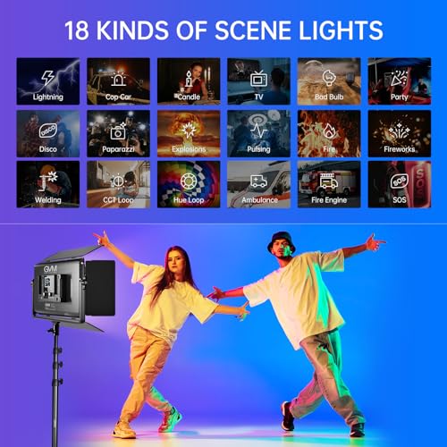 GVM 1500D RGB LED Video Light, 75W Video Lighting Kit with Bluetooth Control, 3 Packs Led Panel Light for Photography, YouTube Studio, Video Shooting, Broadcasting, Conference, 1128 Led Beads - size: 1500D3L