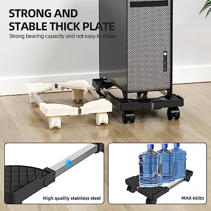 Computer Tower Stand, Adjustable Length & Width, Fits Most PC | PC Floor Stand for Carpet, Mobile CPU Holder with 4 Locking Caster Wheels, PC Riser Fits Office, Gaming - color: Black