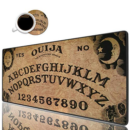 Desk Pad Mat Gaming Mouse Pads with Coasters Set, Stitched Edges Design Mouse Pad XXL Large Mouse Pad for Laptop Computers Retro Ouija Board Desk Writing Mat for Office & Home 31.5x 11.8 - color: Retro Ouija Board