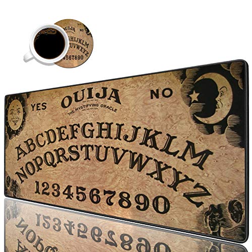 Desk Pad Mat Gaming Mouse Pads with Coasters Set, Stitched Edges Design Mouse Pad XXL Large Mouse Pad for Laptop Computers Retro Ouija Board Desk Writing Mat for Office & Home 31.5x 11.8 - color: Retro Ouija Board