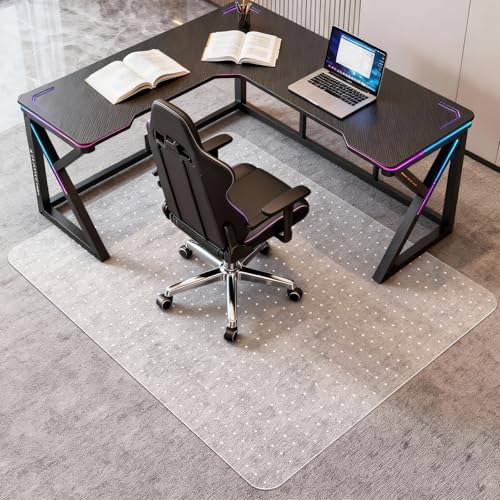 Vicwe Office Chair Mat for Carpeted Floors, 58"X44" Chair Mats with Studs | Large Carpet Protector Floor Mats for Low and No Pile Carpet, Easy Glide Computer Desk Chair Mat for Home & Office, Clear - color: Transparent, size: 58" x 44" (for low-pile carpe