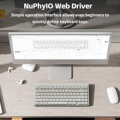 NuPhy Node75 Wireless Mechanical Keyboard, 75% Hot Swappable Custom Keyboard, 82 Keys Computer Gaming Keyboards, Supports Touch Gestures, PBT Keycaps, RGB Backlit, Bluetooth/2.4GHz/USB-C - color: White, size: High-Profile Red Max Switch