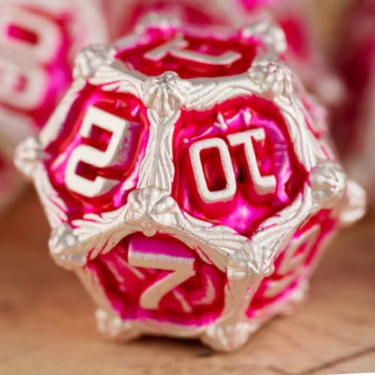 Surpass DND Metal dice Set MTG dice Set Role Playing Polyhedral Dice Dungeon DND Dragon dice - color: Pink