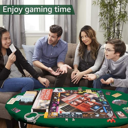 Felt Card Table Game Cover,36.2 Inch Round Tablecloth,Game Table Topper Mat Fit 36-48 Inch,Elastic Foldable Poker Table Cover Protector for Card Games, Mahjong, Board Games, Dice Games, and More