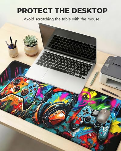 Mouse Pad, Desk Mat, 31.5x11.8in Large Mousepad, Game Console | Desk Pad with Stitched Edge & Rubber Non-Slip Bottom, Gaming Mouse Pad, Extended Mousepad for Home, Office - color: Game Console
