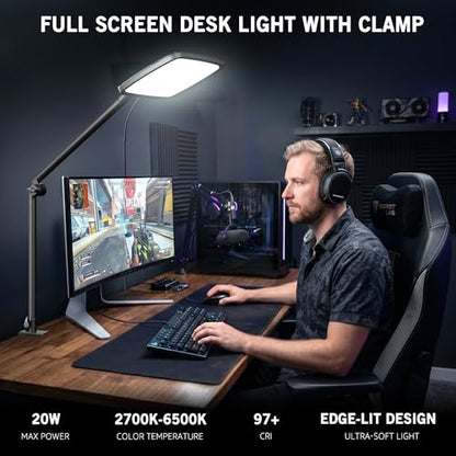 NiceVeedi 14" Soft Streaming Light, Dimmable Desk Ring Light with Clamp, 2700K-6500K/CRI97+/Flexible Arm/Modular Design/Remote, Key Light for Podcast/Home Office/YouTube/TikTok/Makeup/Video Calls