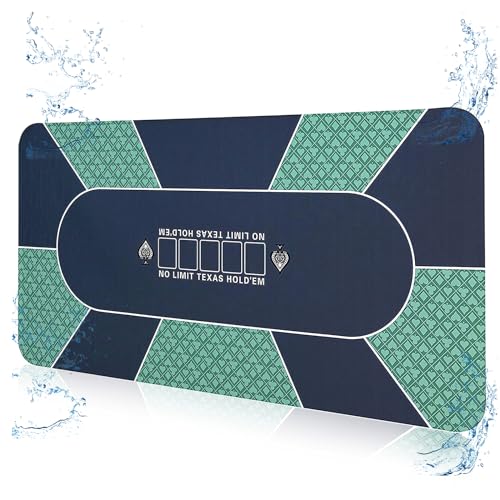 70 x 35 Inch Poker Mat for Table, Texas Hold'em Poker Table Top Mat with Carrying Bag, Waterproof Anti-Slip Rubber Blackjack Mat for Home Game Nights Up to 8 Players - color: 70 X 35 Inch Green