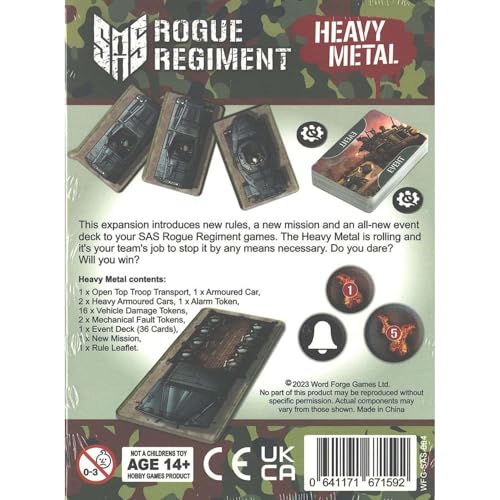 Word Forge Games: SAS Rogue Regiment - Heavy Metal Expansion - Strategy Board Game, WWII Stealth Action, Military Theme, Ages 14+, 1-4 Players, 60 Min - style: Heavy Metal