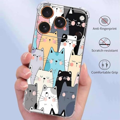 Healing Full Screen Cat Case for iPhone 17 Pro Max, Cute Color Block Cat, Trendy Cool Soft TPU Bumper Cover Case for iPhone 17 Pro Max - color: Cat