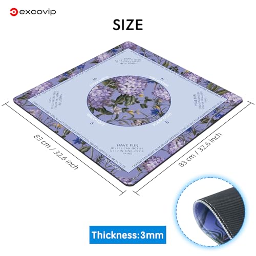 excovip Purple Mahjong Mat for Table 32.5"x32.5" with Black Carrying Bag, Mahjong Table Cloth with Rules,Noise Reduction Anti-Slip Game mat for Mahjong/Poker/Board Games/Card Games/Dominoes - color: 32.5x32.5inch-purple