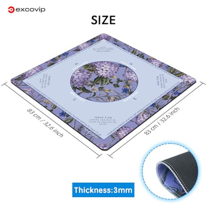 excovip Purple Mahjong Mat for Table 32.5"x32.5" with Black Carrying Bag, Mahjong Table Cloth with Rules,Noise Reduction Anti-Slip Game mat for Mahjong/Poker/Board Games/Card Games/Dominoes - color: 32.5x32.5inch-purple