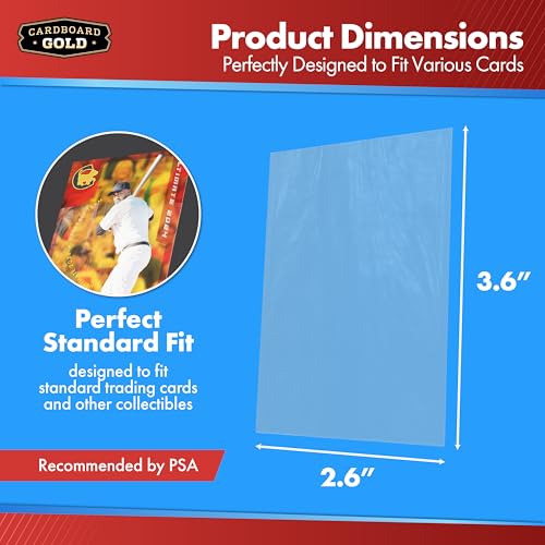 Cardboard Gold Penny Sleeves for Trading Cards - 1000 Count Standard Size | Crystal-Clear Soft Plastic, Acid-Free, PVC-Free, Fits Top Loaders and Binders, TCG Compatible - size: 1000 Sleeves