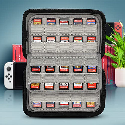 sisma 80 Switch Game Case - Compatible with Nintendo Switch & PS Vita, Hard Shell Game Cartridges Holder Storage Case Travel Carrying Bag for Games & SD Cards, Brown - color: Brown