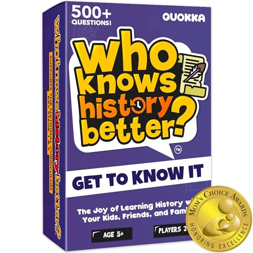 Quokka Card Games for Kids 8-12 - Board Family Games for Kids and Adults | History Trivia Cards for Family Game Night - Who Knows History Better 500+ Questions - Fun Card Game for Families and Teens - color: 07. History