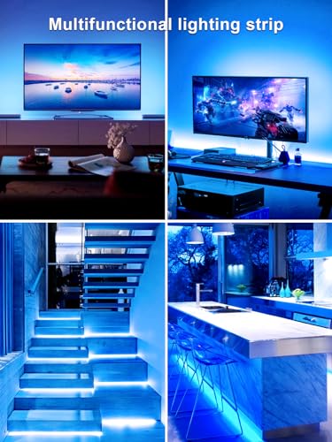 KANTUTOE TV Lights Behind, 19.68ft LED Lights for 55-85 Inch TV, RGB TV Backlight, Music Sync Bluetooth APP and Remote Control Strip Lights USB Powered for Bedroom Gaming Room Decor - size: 19.68FT for 55"-85" TV