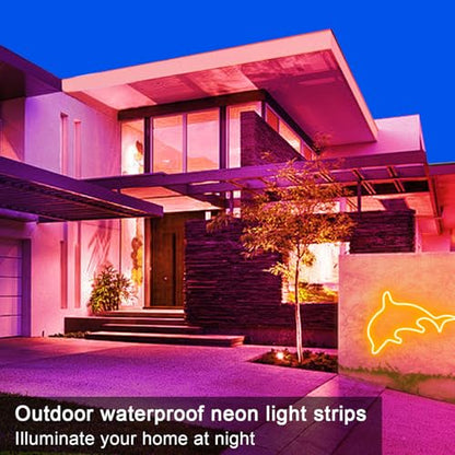 segrass LED neon Lights Strip 132FT,DC 24V RGB LED neon Light Strip APP Remote Controls Control Waterproof Flexible Neon LED Rope Lights for Bedroom,Playroom,Outdoors Decor（2 Rolls of 66ft） - size: 132FT