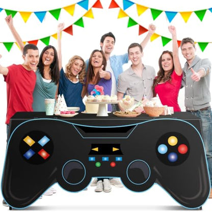 6 Ft Video Game Tablecloth Birthday Party Decoration Game Controller Shaped Table Cover Washable Polyester Party Supplies Game pad Table Covers Protector for Gamer Player Birthday Parties Decoration - style: Video Game