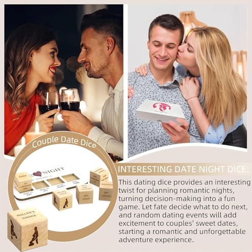 Valentines Day Gifts for Him Her Men Women,Couples Dice Game, Mens Valentines Day Gifts, Date Night Dice Game for Adults, Romantic Anniversary Date Night Ideas for Boyfriend Husband Wife - color: 5pcs Wooden Dice
