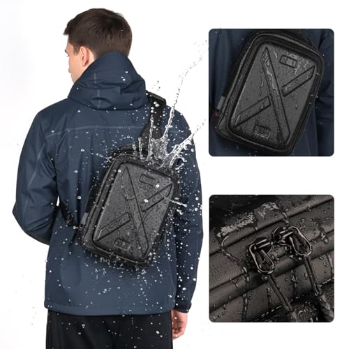 Camera Hard Shell Case Crossbody Camera Sling Bag Small Waterproof Photography Bag for Mirrorless and DSLR Cameras - color: Black