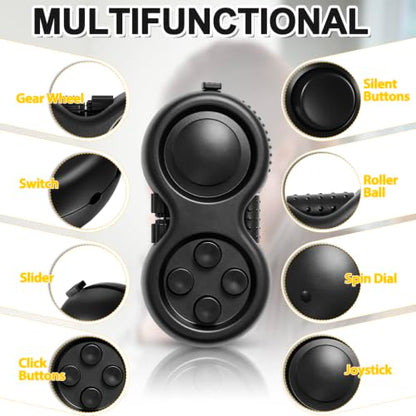 Skylety 2 Pcs Fidget Toys for Adult Controller Fidget Pad Stress Relief Cube Clicker Game Controller Sensory Educational Toy for ADHD Autism Relief Stress Anxiety (All Black Style) - style: All Black Style