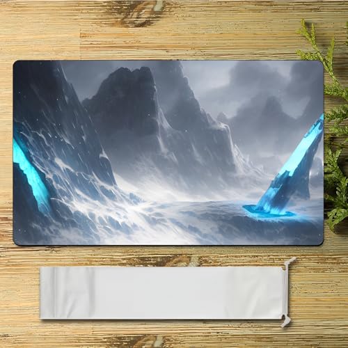 AI Painting TCG Playmat - MTG Trading Card Game Mat, 24x14 Inches Original Playmats, Smooth Surface for Rubber Collection - Dark Swamp Design 413-73 - color: Glacier