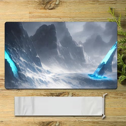 AI Painting TCG Playmat - MTG Trading Card Game Mat, 24x14 Inches Original Playmats, Smooth Surface for Rubber Collection - Dark Swamp Design 413-73 - color: Glacier