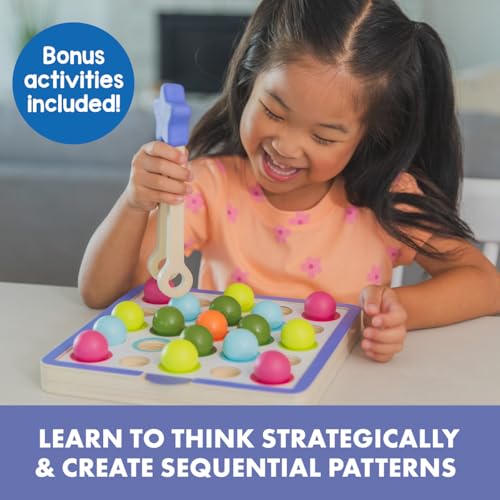 Educational Insights Pattern & Sequencing Wooden Board - Color Matching Toy for Kids, Fine Motor Kits, Sequence Board Games for Toddlers, Preschool Manipulatives, Ages 3+