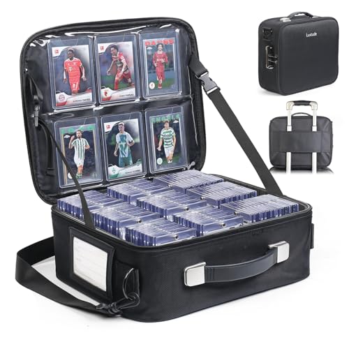 Luxtude Trading Card Carrying Case w/Adjustable Dividers, Large Trading Card Storage Box w/Combination Lock, Baseball Sports Cards Box for 3"x4" 35pt Toploaders, MTG Carrying Cases for Pokemon/TCG - color: Black, size: Medium