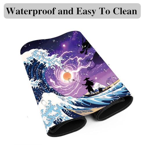 for MTG Playmat, for TCG Play Mat, 24 x 14 inches, Magic Game Card Mat Commander Playmat,Trading Card Inked Game Mat,Battle Game Rubber Non-Slip Mat - Waves - color: Waves
