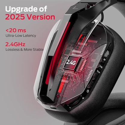 Monster Mission ANC200 Gaming Headset, 2.4GHz/Bluetooth Gaming Headphones with Active Noise Cancellation, 7.1 Virtual Surround Sound, Stealth Retractable Mic, 70H Battery, for PS5, PS4, PC, Switch