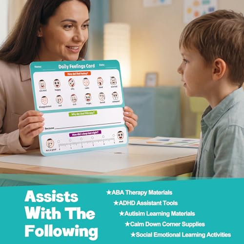 Aizweb Big Feelings Deck-12 Pack 9x12" Dry Erase Emotions Flash Cards with Coping Skills,Feelings Chart for Kids,Autism & ABA Tools,Calm Down Corner Supplies for Preschool Kindergarten Classroom - style: 12 Pack Feelings Boards
