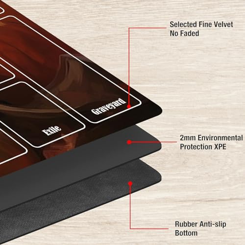 Board Game Mat TCG Playmat Plus 50 Pcs Card Sleeves, 24 x 14 inches Table Mats Games Mousepad with Zones Smooth Surface for MTG RPG CCG Trading Card Game Play Mats, Black Cat Pumpkin - color: Black Cat Pumpkin, size: Zone 1