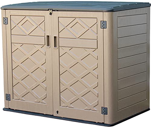 Mrosaa Large Horizontal Storage Sheds,38 cu.ft Resin Garden Shed Weather Resistance,Outdoor Storage Box Lockable for Patio,Backyard,Garden,Home(Brown) - color: Brown-48Cu.ft