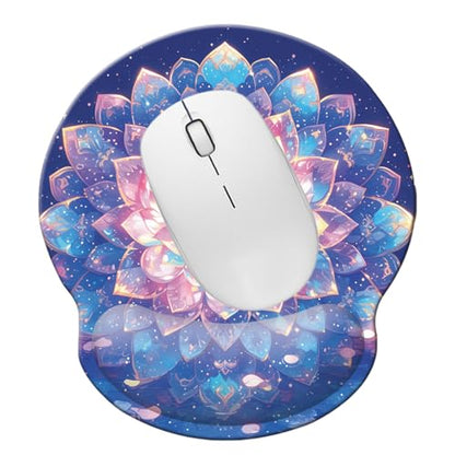 Ergonomic Memory Foam Wrist Support Mouse Pad Comfortable Padded Wrist Mousepads 9in X10in Pain Relief Desktop Mouse Mat (Beautiful Mandala Foam) - color: Beautiful Mandala Foam
