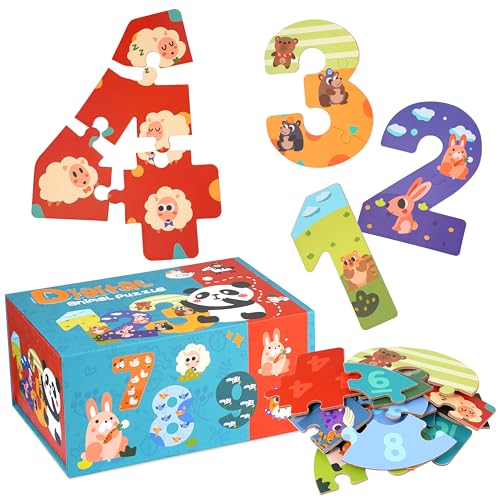 Wooden Puzzles for Kids, Montessori Numbers Puzzles Animal Puzzle for Toddlers, Preschool Learning Toys Educational STEM for Boys Girls Ages 3+ - style: Numbers