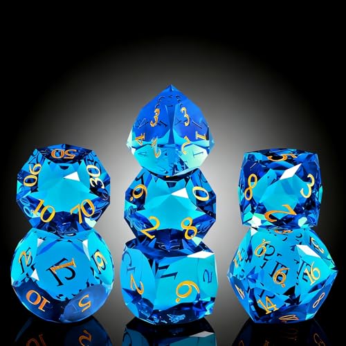 Crystal Amethyst Polyhedral Dice Set for DND (7-Piece) - Hand-Polished Gemstone Gaming Dice for Dungeons and Dragons & Tabletop RPGs, with Gift Case - color: Sj-005