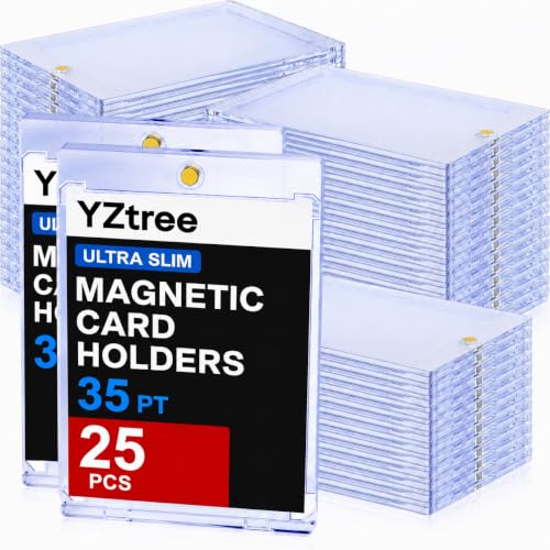 25ct Magnetic Card Holders: 35 pt Magnetic Cards Case for Trading Cards, U-V Protection Hard Plastic Card Protectors for Sports, Baseball, Game, Standard Display - size: 25 Pack