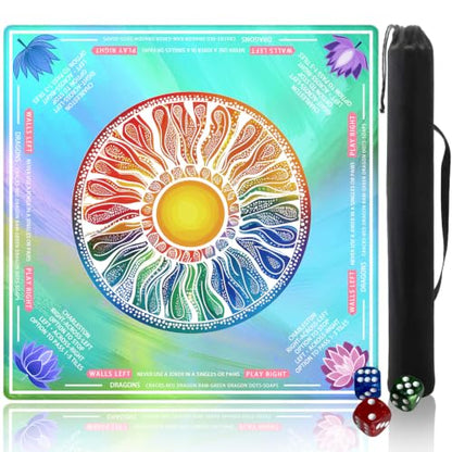 Pittera Mahjong mat for Table/31.5lnch/American Mahjong Table Cloth with Rules mats with Drawstring Bag,Noise ReductionAnti-Slip Game mat for Table,for Mahiona/PokerBoard Games/Card Games (Emerald) - color: Blue Gradient