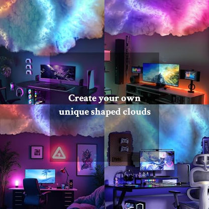 3D Thundercloud Ceiling LED Light, RGB Cloud Light,11.5FT | Cotton DIY cloud light with RGB lightning. Creates a vibrant atmosphere for gaming rooms, parties, clubs, and DJ bars. - size: 11.5FT