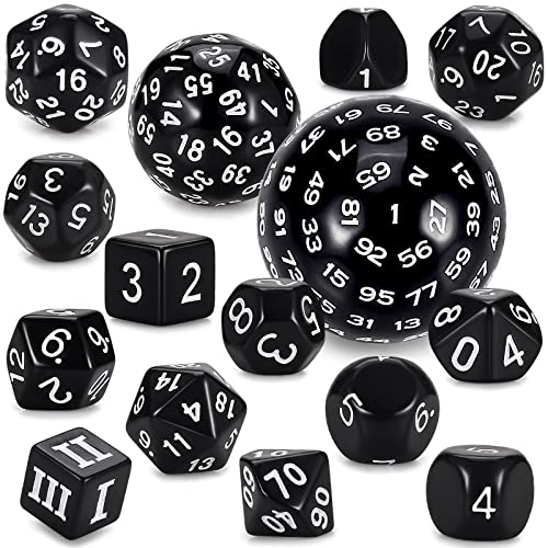 CiaraQ DND Polyhedral Dice Set (15pcs) D4-D100 Game Dice with Dice Bag | Acrylic Role Playing Dice for Dungeons and Dragons MTG Table Games (Black & White) - color: Black & White