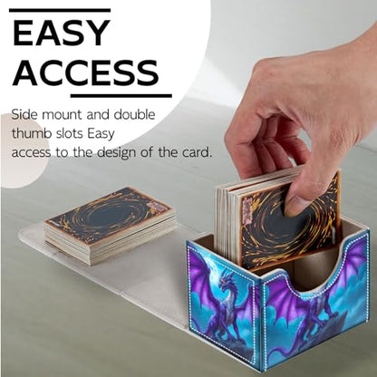 Trading Card Storage Box, Premium PU Leather with Magnetic Closure, Holds 100+ for MTG Cards, Purple Dragon Under Moon Durable Deck Box for Magic the Gathering, Trading Card Games - color: Purple Dragon Under Moon