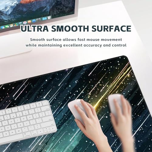 Baziabbo Cute Desk Mat,XXL Extended Large Mouse Pad,Gaming Mousepad with Stitched Edge,Non-Slip Rubber Base Keyboard Desk Pad for Home Office Study Game (Meteor) - color: Meteor