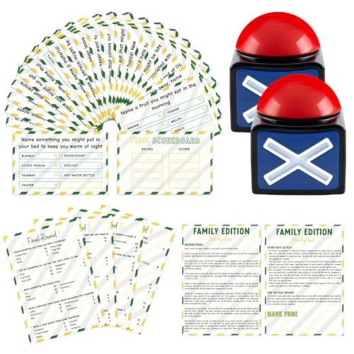 Family Friendly Feud Game with 2 Answer Buzzers, Fun Family Board Games for Adults and Teens Feud Card Trivia Quiz Reunion Activities for Holiday Party Family Office Group Team Building - style: Family