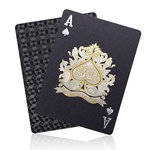 WJPC Black Diamond Premium PVC Material Elastic Waterproof Poker Playing Cards,Cool Playing Cards for Party and Game,Deck of Cards - color: Black Diamond