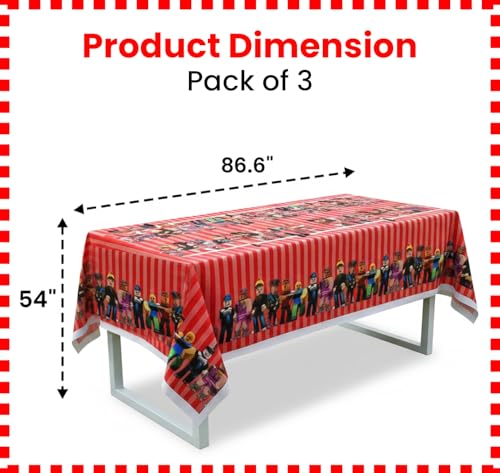 3 Pcs Plastic Table Cloth Disposable 108x108cm Video Game Birthday Party Supplies Video Game Table Cover Gamer Supplies Rectangle Waterproof Happy Birthday Tablecloth Gaming Party Decorations - color: Red
